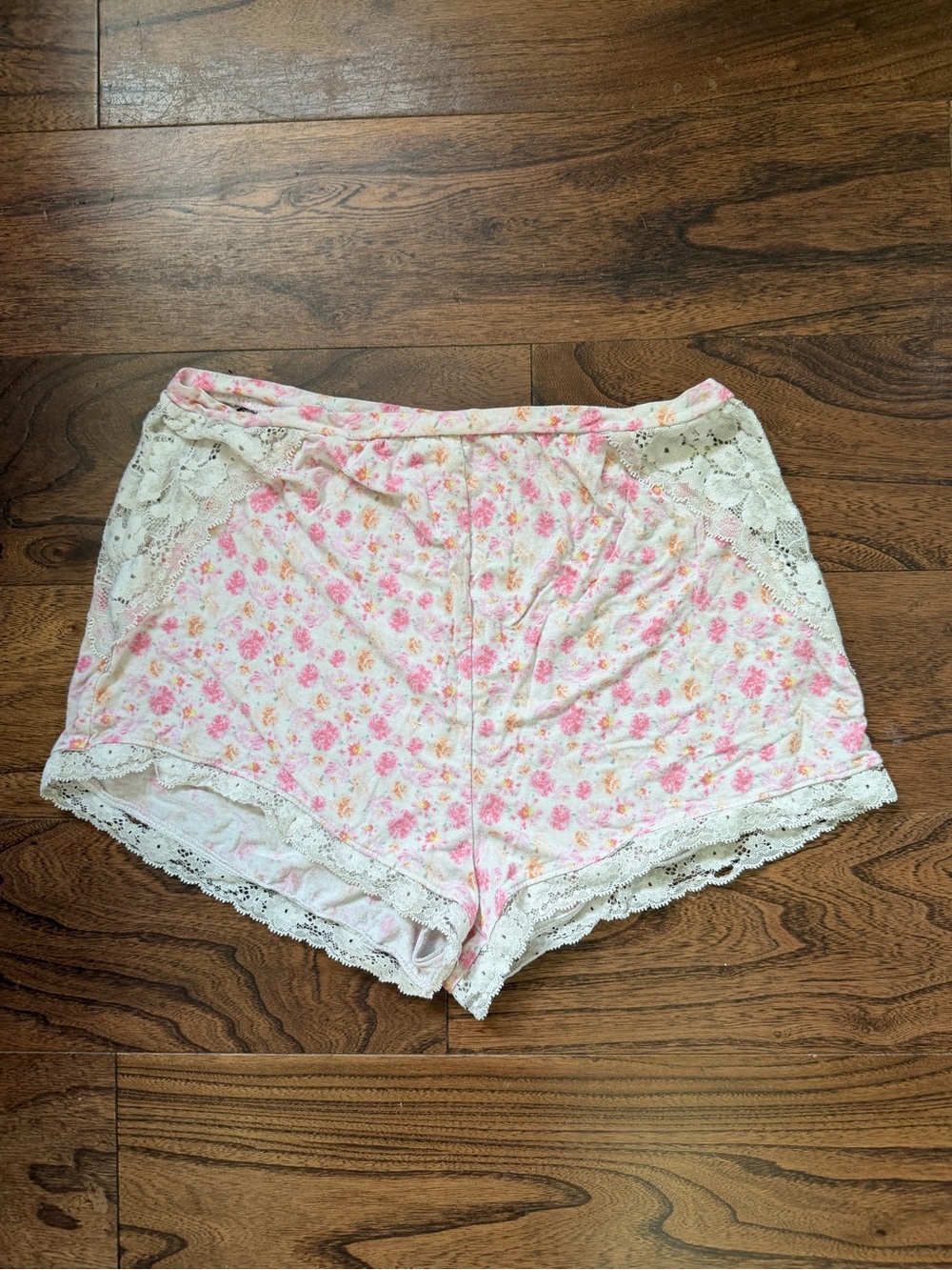 Victoria's Secret Pink Floral Lace-Trim Sleep Shorts
